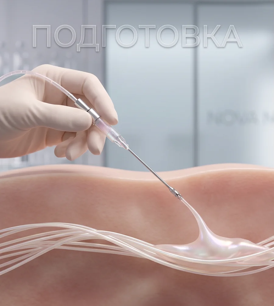Разметка зон перед инъекциями полимолочной кислоты